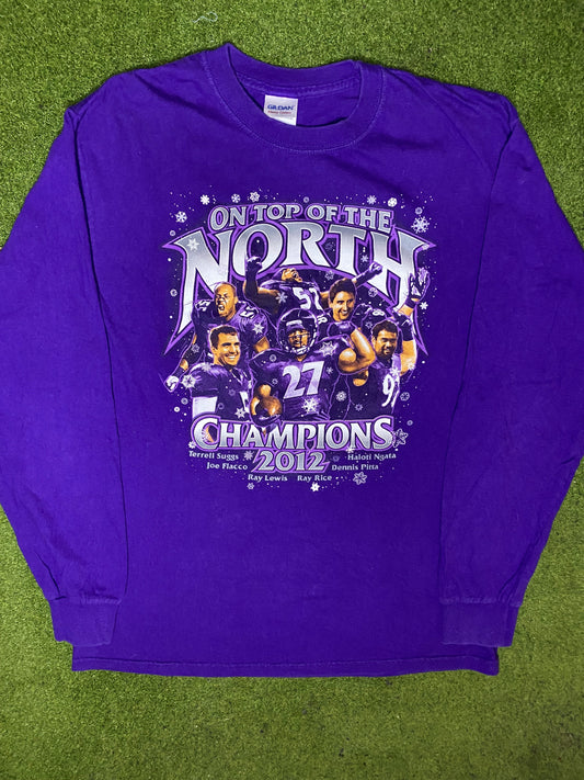 2012 Baltimore Ravens - On Top of the North - Vintage NFL Long Sleeve (Medium) 