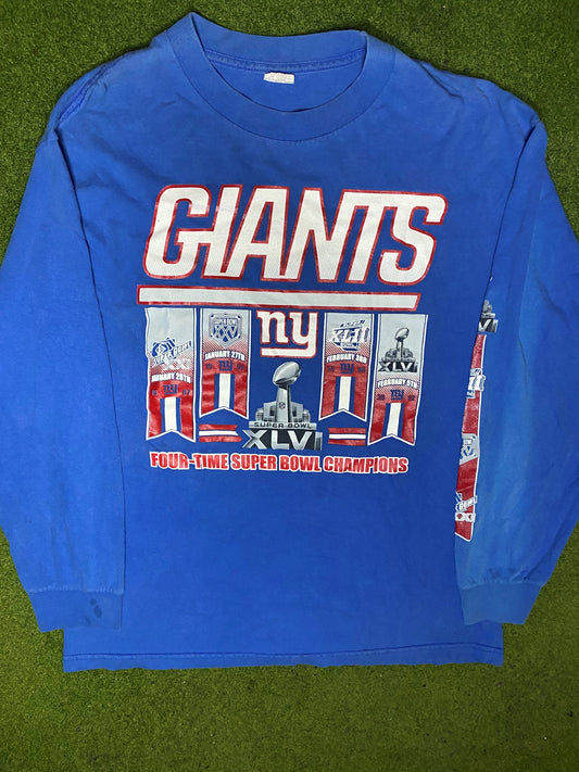 2012 New York Giants - 4x Super Bowl Champions - Vintage NFL Long Sleeve (Large) Gametime Vintage