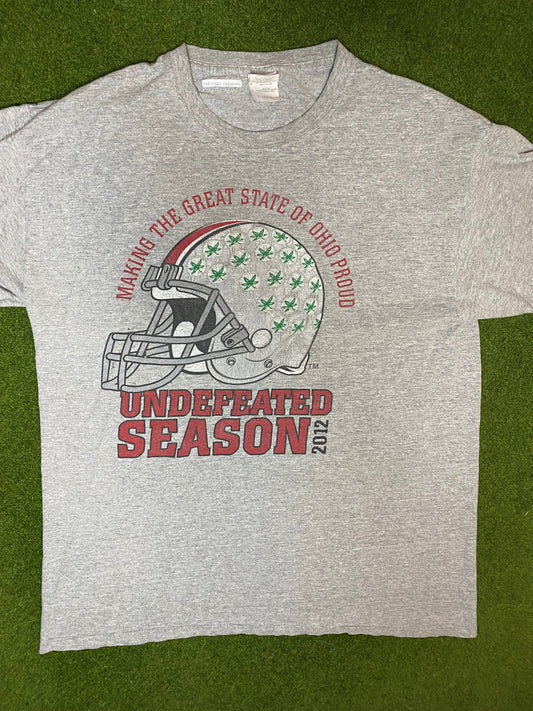 2012 Ohio State Buckeyes - Undefeated Season - Vintage College Football T-Shirt (Large)