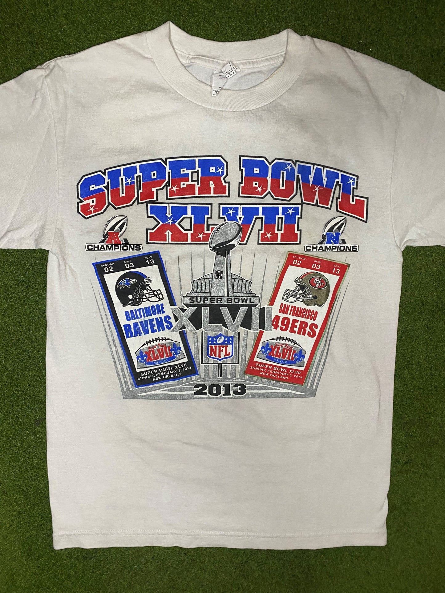 2013 Super Bowl XLVII - Ravens Vs. 49ers - Vintage NFL T-Shirt (Small) Gametime Vintage