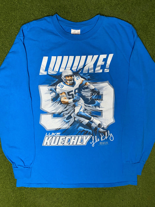 2016 Carolina Panthers - Luke Kuechly - Vintage NFL Player Long Sleeve (Medium) - Gametime Vintage