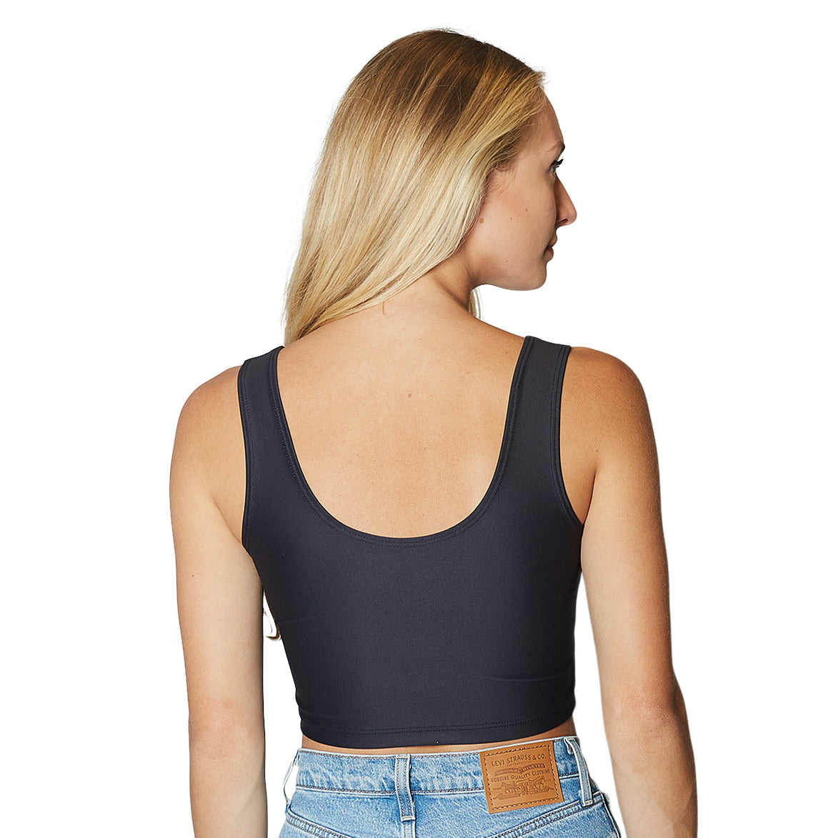 Michigan State Black Crop Tank Top