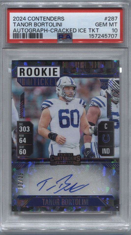 2024 Panini Contenders Tanor Bortolini Cracked Ice Rookie Auto /25 #287 PSA 10