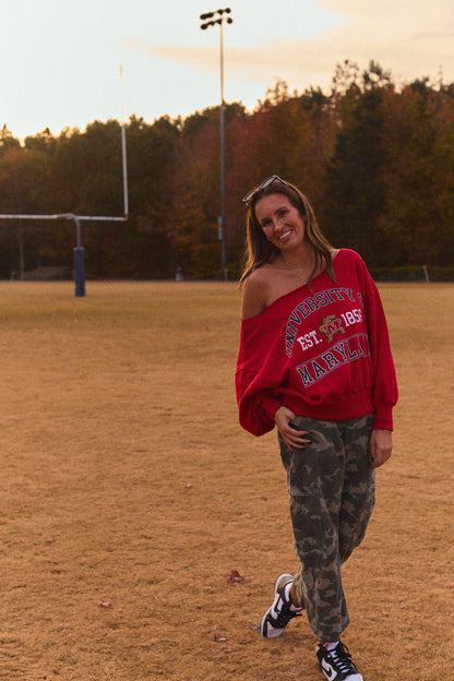 Maryland Terps Off the Shoulder Sweatshirt