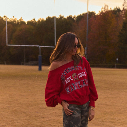 Maryland Terps Off the Shoulder Sweatshirt