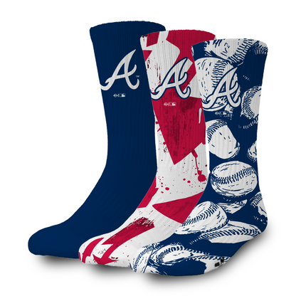 Atlanta Braves Primary 3 Pack Lifestyle Sock