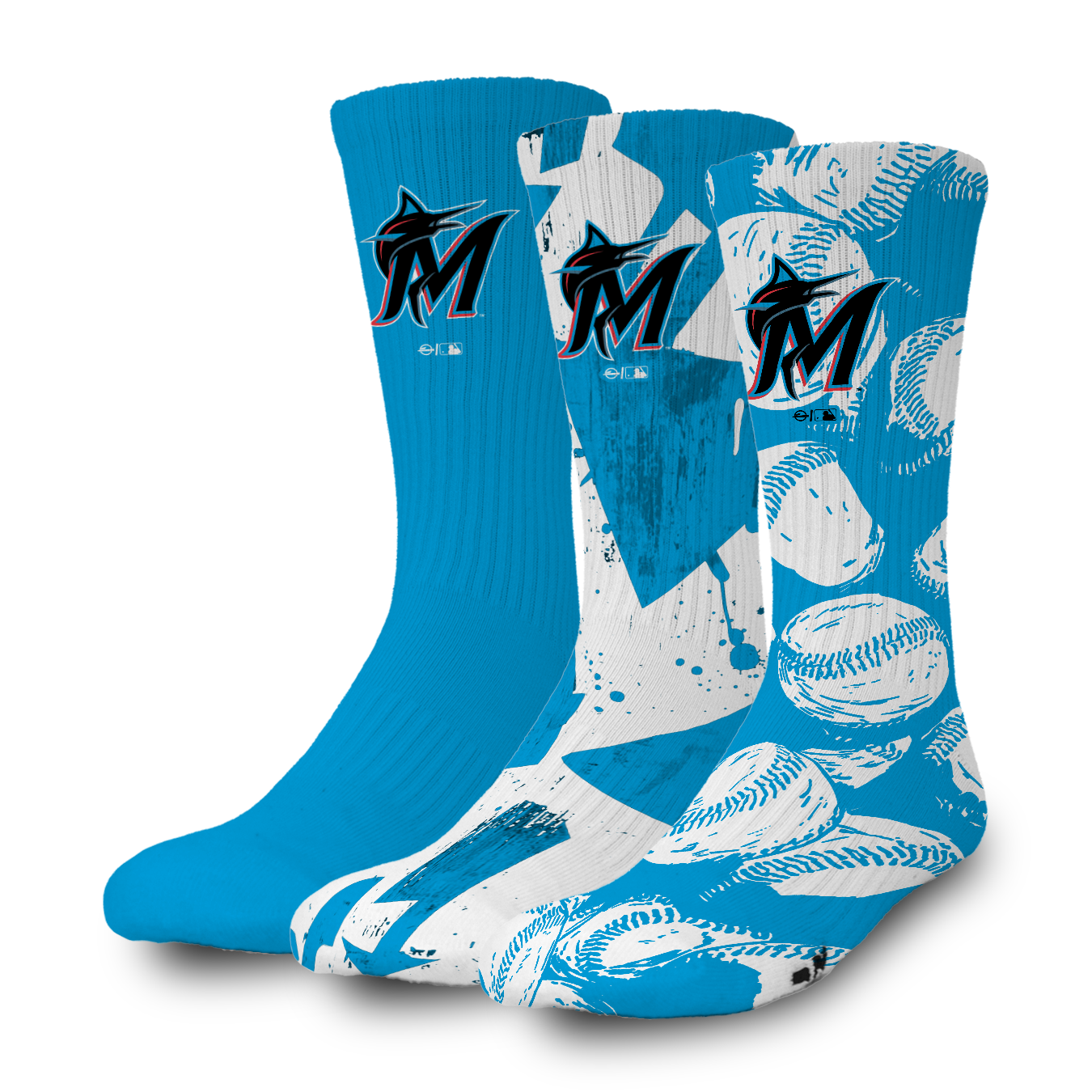Miami Marlins Primary 3 Pack Lifestyle Sock
