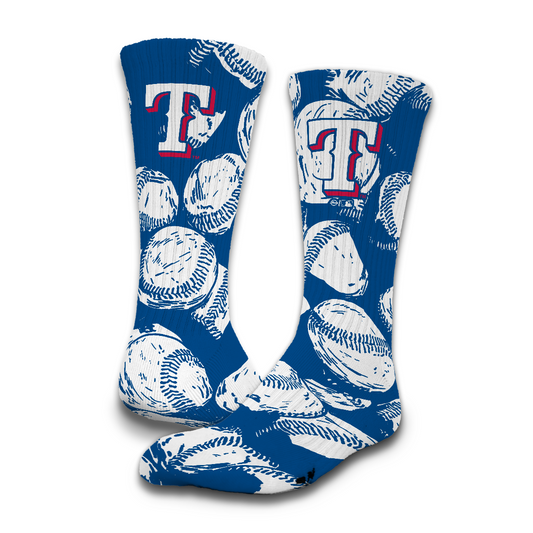 Texas Rangers Baseball Pattern Socks