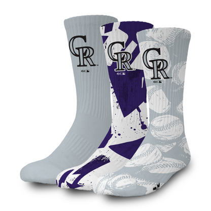 Colorado Rockies Primary 3 Pack Lifestyle Sock