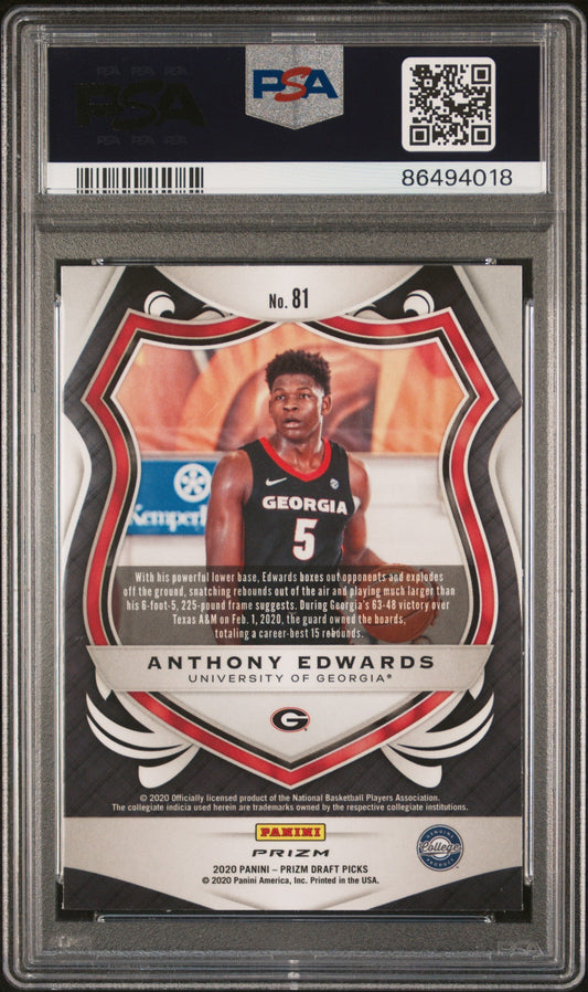Graded 2020-21 Panini Prizm DP Anthony Edwards #81 Red Ice Rookie RC Basketball Card PSA 10 Gem Mint