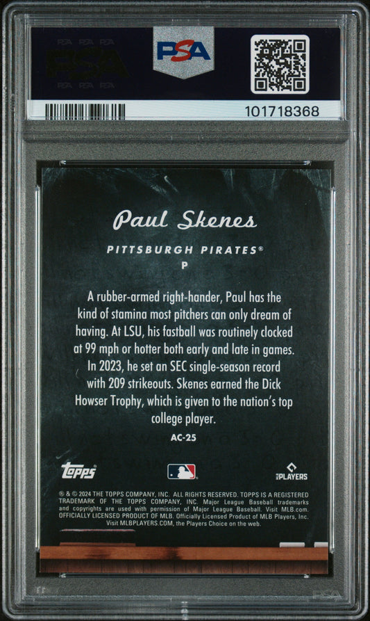 Graded 2024 Topps Update Paul Skenes #AC25 All Class Rookie RC Baseball Card PSA 10 Gem Mint