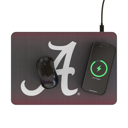 University of Alabama Crimson Tide Script A Linen 15-Watt Wireless Charger and Mouse Pad
