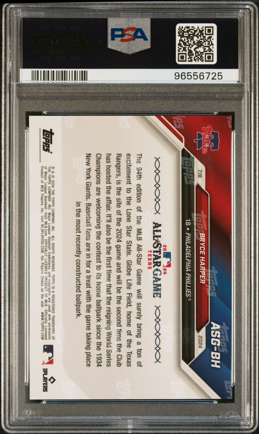 Graded 2024 Topps Now Bryce Harper #ASGBH MLB All Star Game Baseball Card PSA 10 Gem Mint