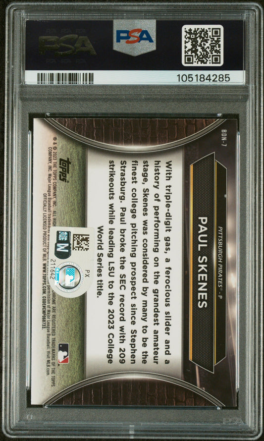 Graded 2023 Topps Bowman Draft Paul Skenes #BDN7 Draft Night Rookie RC Baseball Card PSA 9 Auto Grade Mint