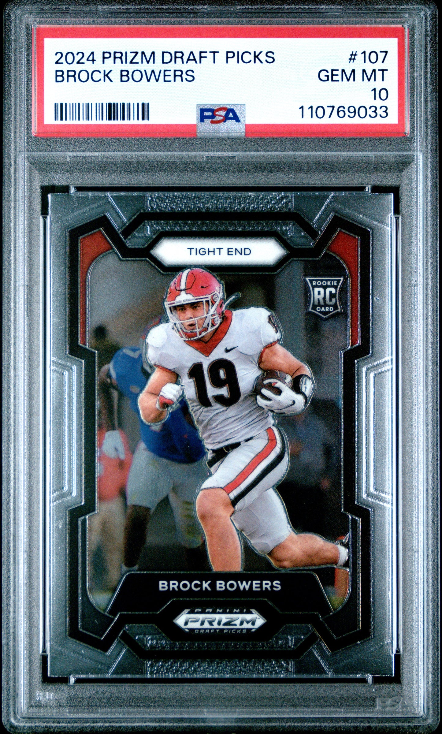Graded 2024 Panini Prizm Draft Picks Brock Bowers #107 Rookie RC Football Card PSA 10 Gem Mint