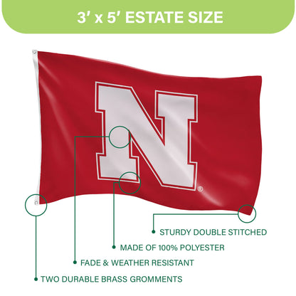University of Nebraska Single Sided Estate Flag with 2 Grommets, 3'x5'