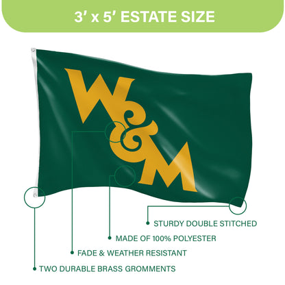 William & Mary Single Sided Flag w/ 2 Grommets, 3'x5'