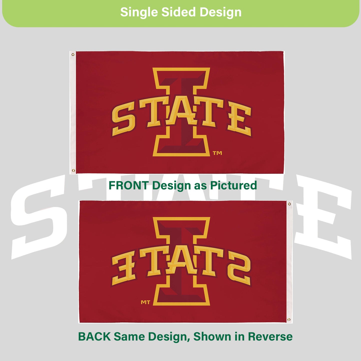 Iowa State University Single Sided Estate Flag with 2 Grommets, 3'x5'