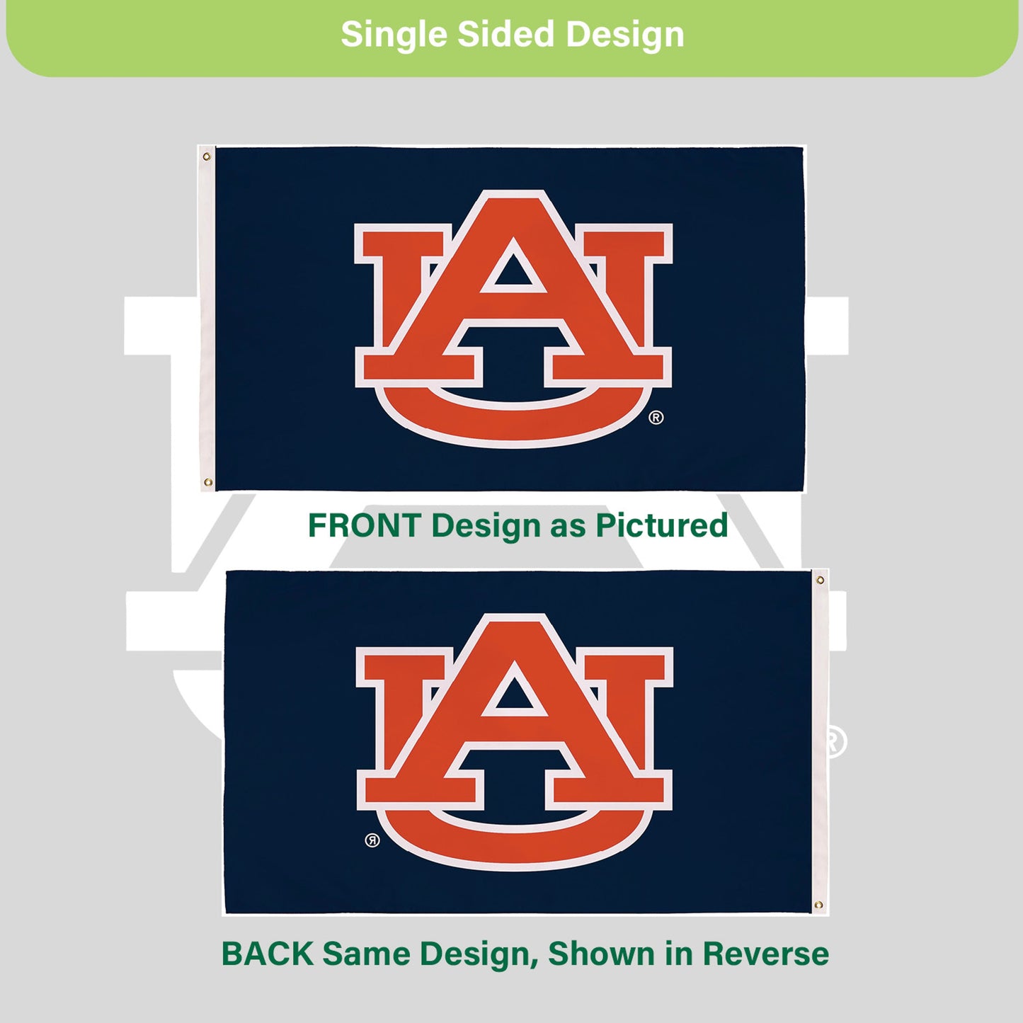 Auburn University Single Sided Flag w/ 2 Grommets, 3'x5'