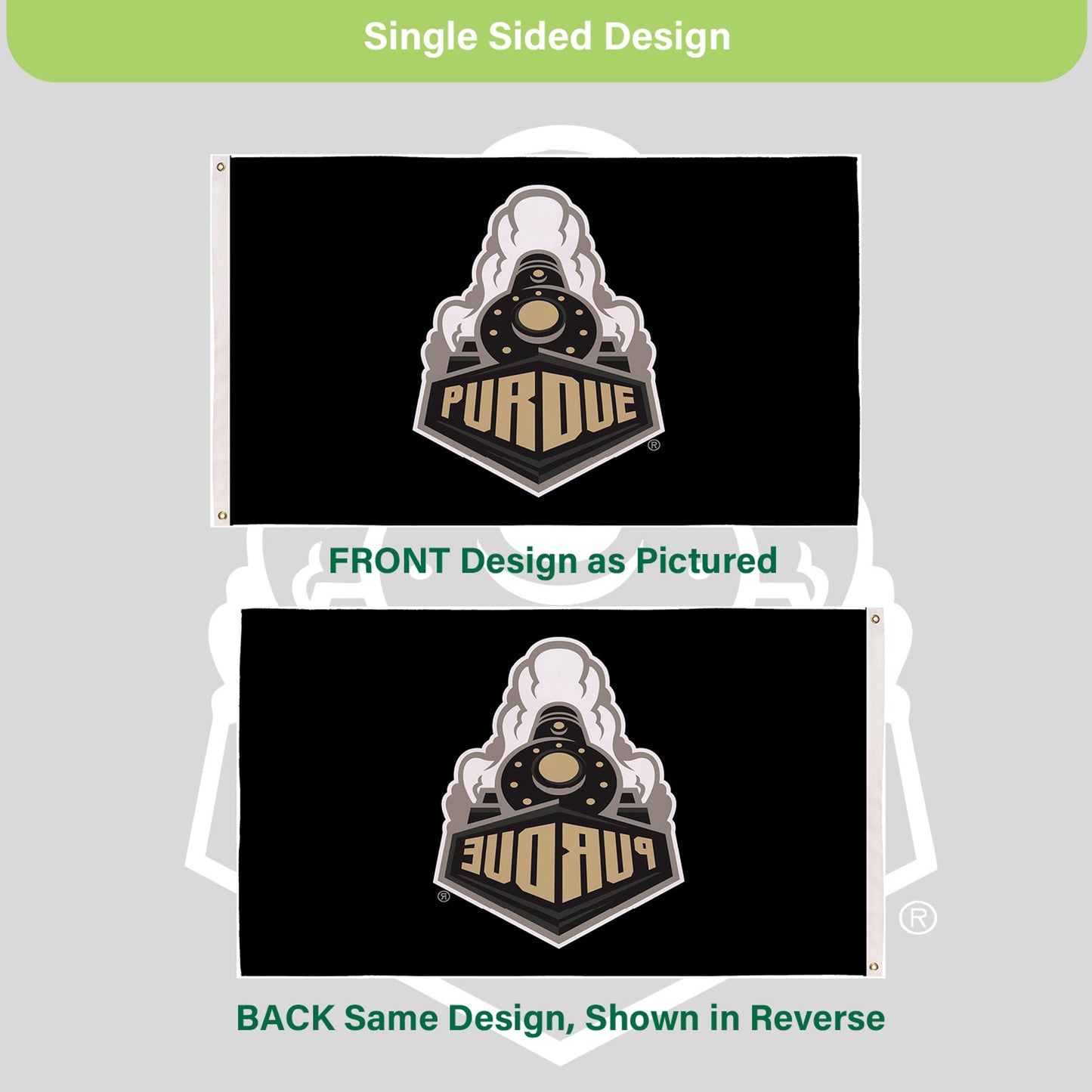 3'x5' Single Sided Flag w/ 2 Grommets, Purdue University