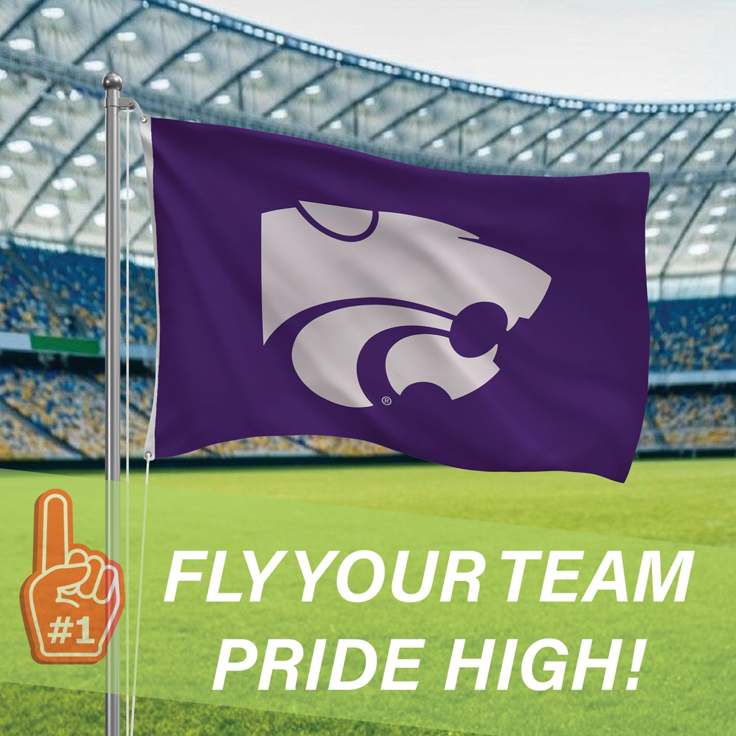 Kansas State University Single Sided Estate Flag with 2 Grommets, 3'x5'