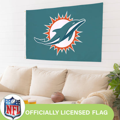 Miami Dolphins Single Sided Flag with 2 Grommets, 3'x5'