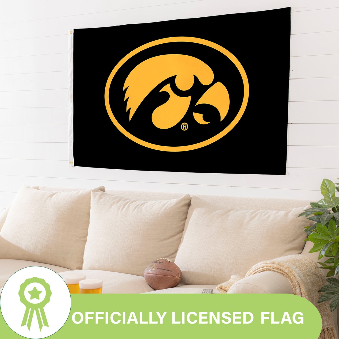 University of Iowa Single Sided Estate Flag with 2 Grommets, 3'x5'