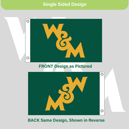William & Mary Single Sided Flag w/ 2 Grommets, 3'x5'