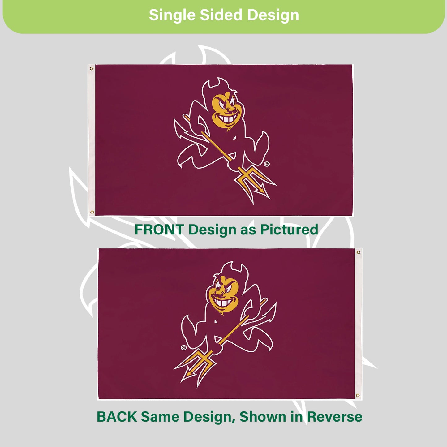 Arizona State University Single Sided Flag w/ 2 Grommets, 3'x5'