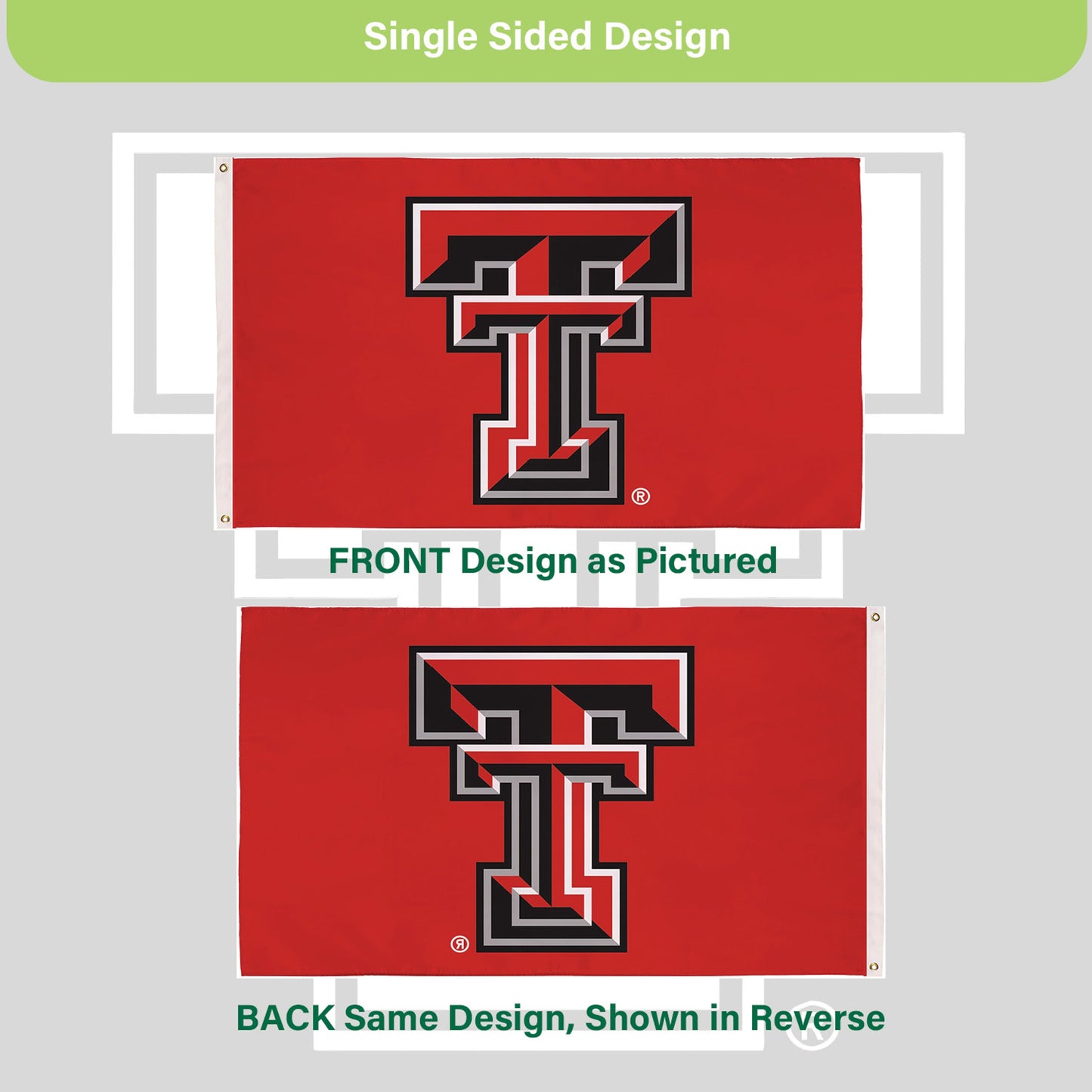 Texas Tech University Single Sided Estate Flag with 2 Grommets, 3'x5'