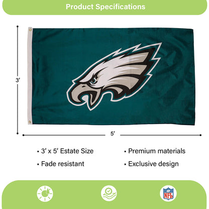 Philadelphia Eagles Single Sided Estate Flag with 2 Grommets, 3'x5'