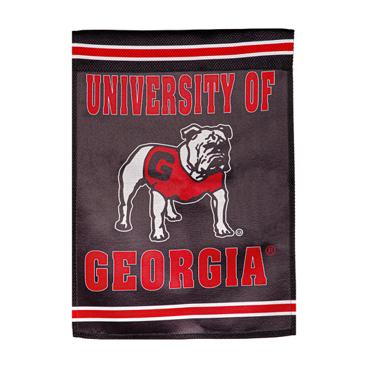 University of Georgia Alternate Bulldog Logo Embossed Suede Flag, Garden Size