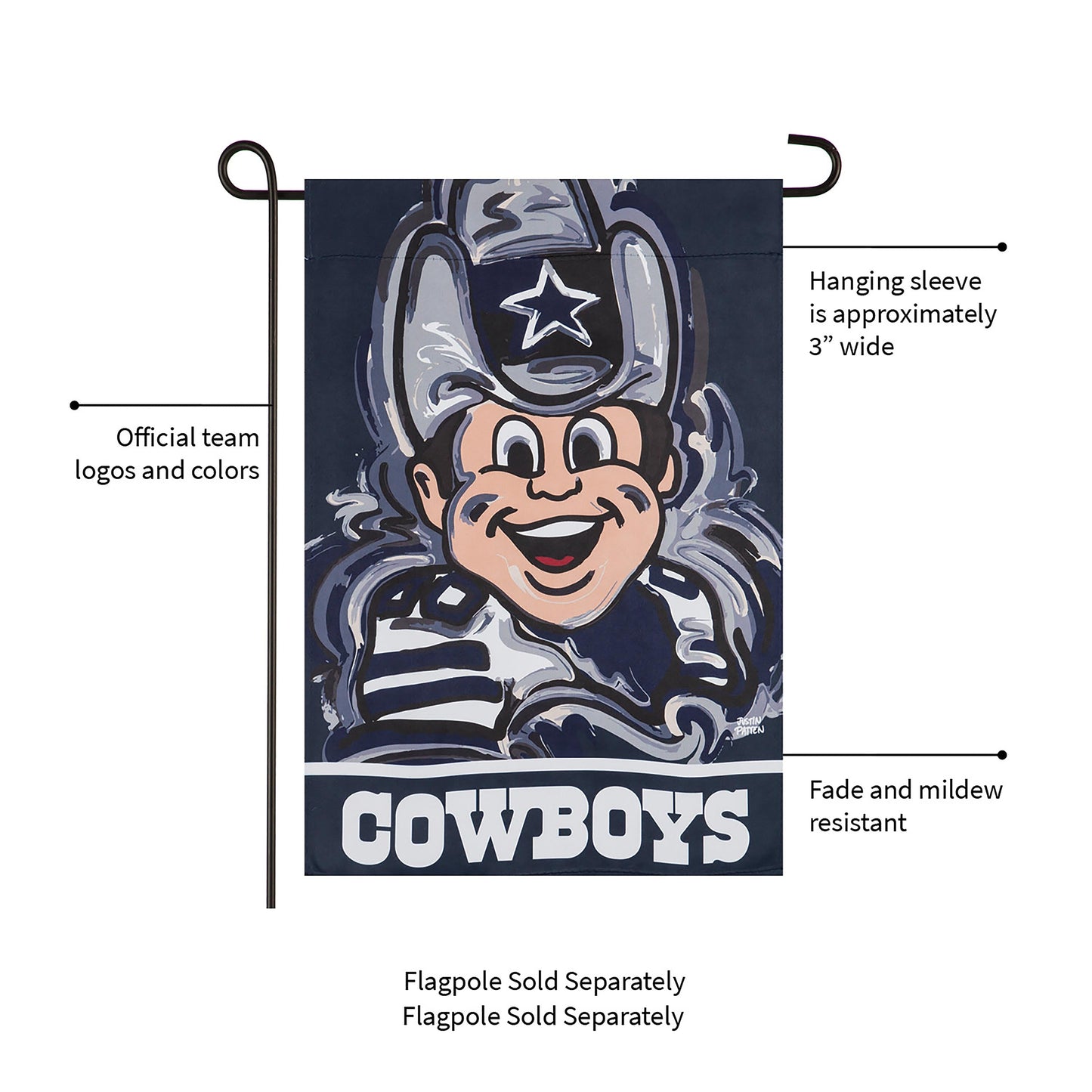 Dallas Cowboys Justin Patten Suede Garden Flag
