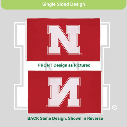 University of Nebraska Single Sided Estate Flag with 2 Grommets, 3'x5'