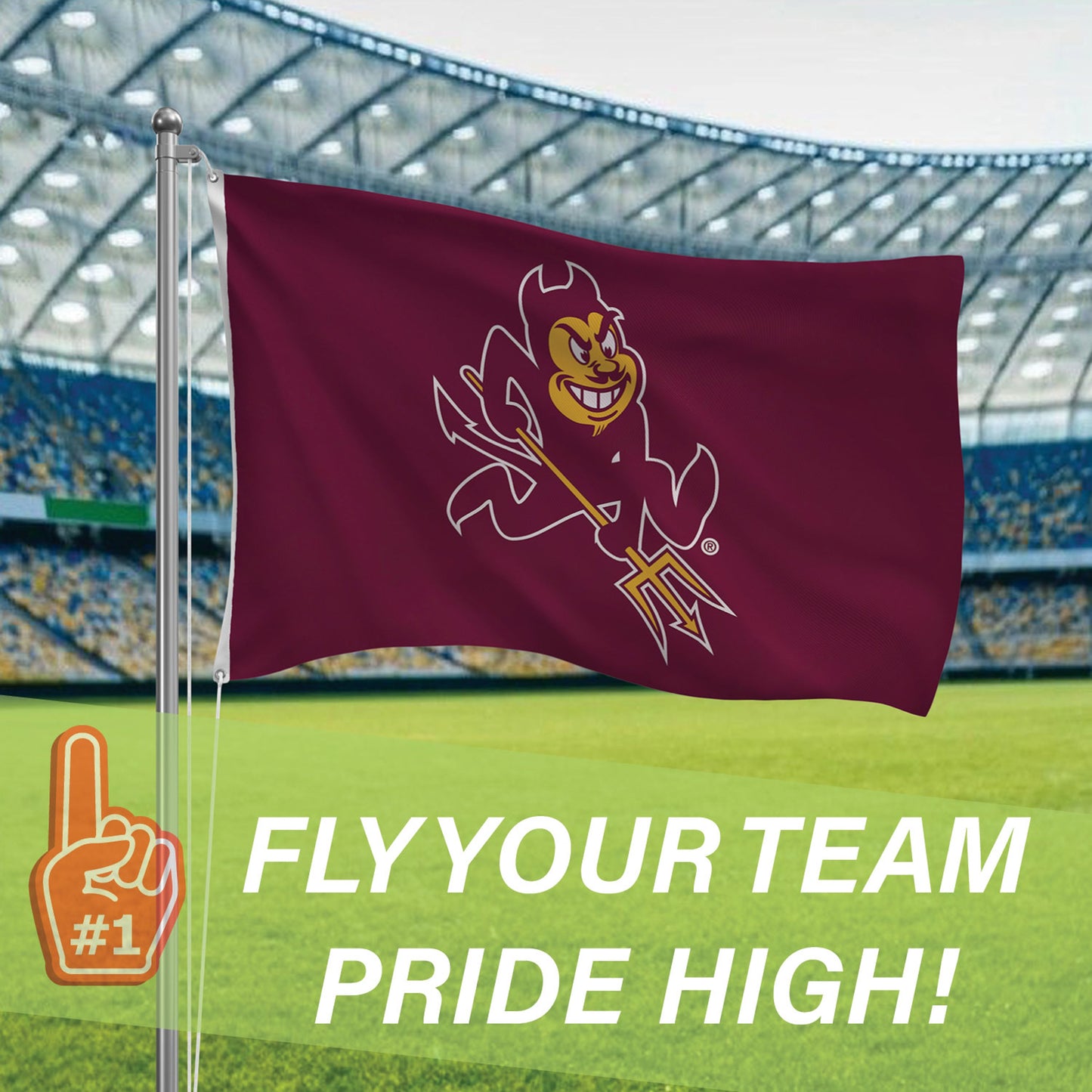 Arizona State University Single Sided Flag w/ 2 Grommets, 3'x5'