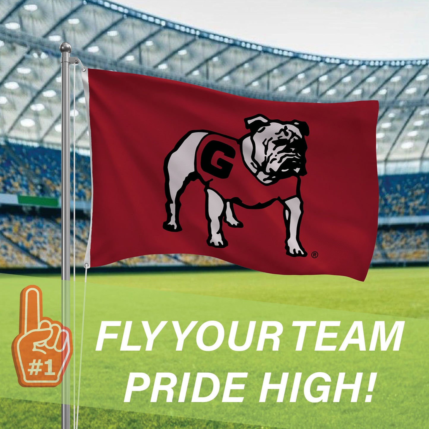 University of Georgia Single Sided Estate Flag with 2 Grommets, 3'x5'