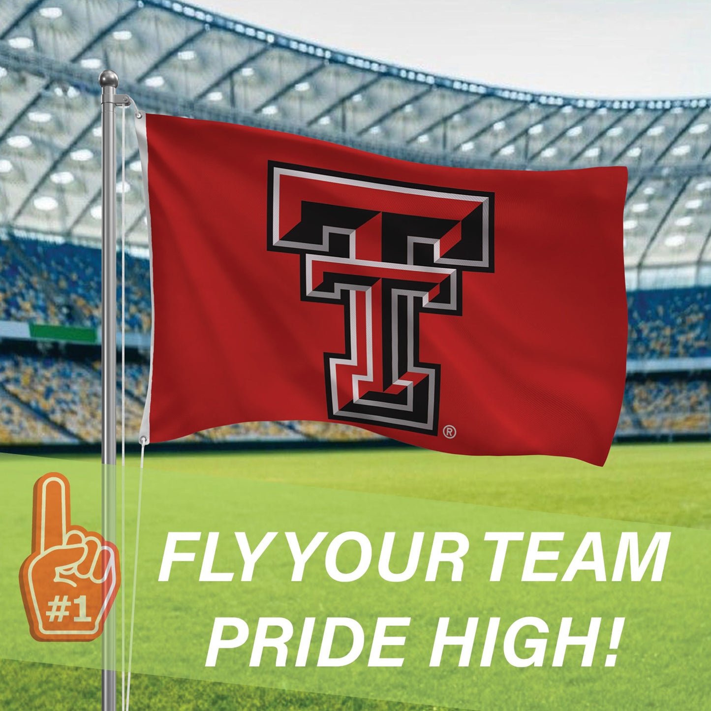 Texas Tech University Single Sided Estate Flag with 2 Grommets, 3'x5'