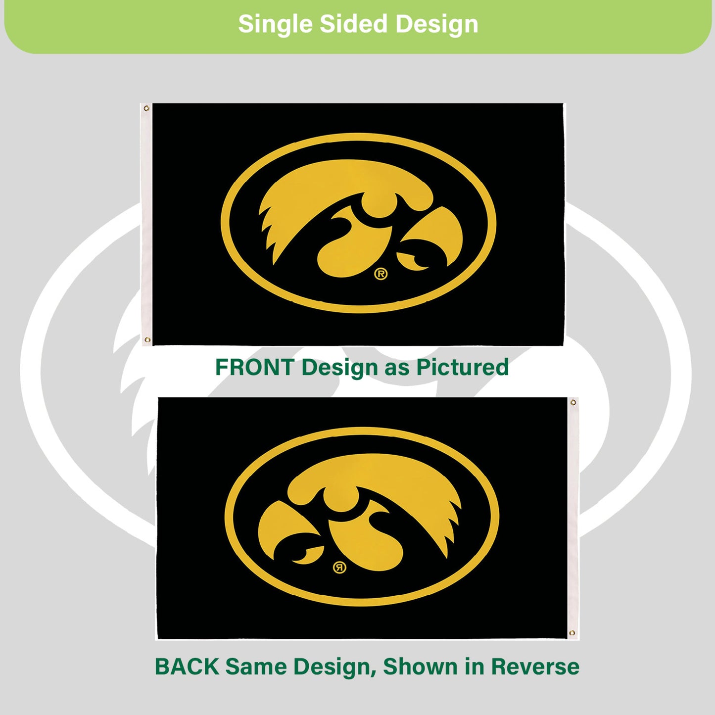 University of Iowa Single Sided Estate Flag with 2 Grommets, 3'x5'