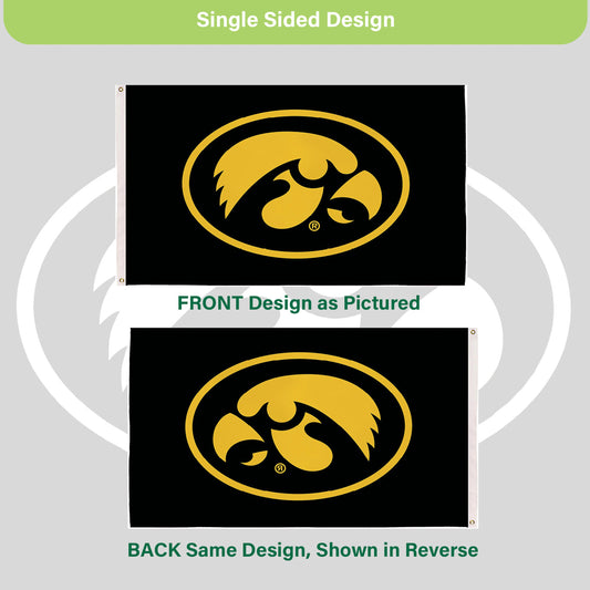 University of Iowa Single Sided Estate Flag with 2 Grommets, 3'x5'