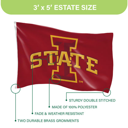 Iowa State University Single Sided Estate Flag with 2 Grommets, 3'x5'