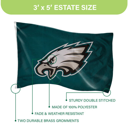 Philadelphia Eagles Single Sided Estate Flag with 2 Grommets, 3'x5'