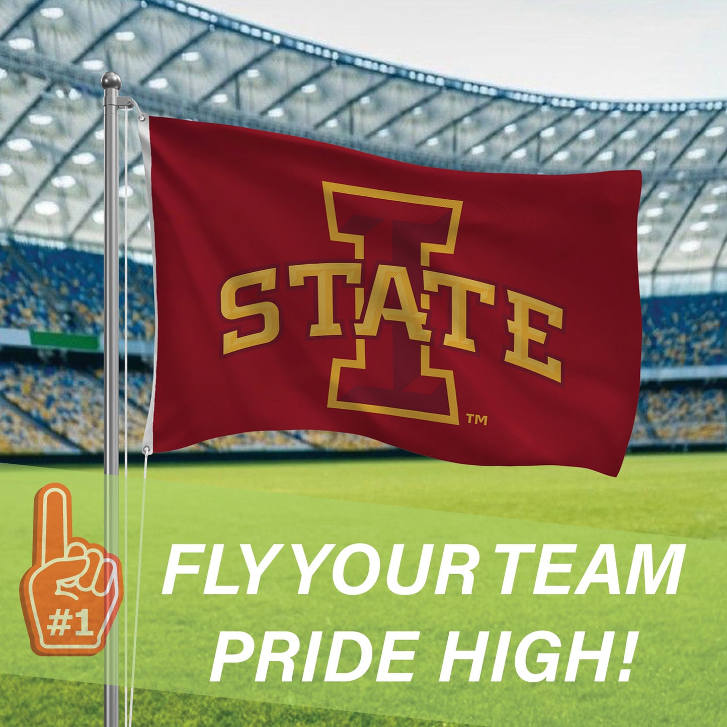 Iowa State University Single Sided Estate Flag with 2 Grommets, 3'x5'
