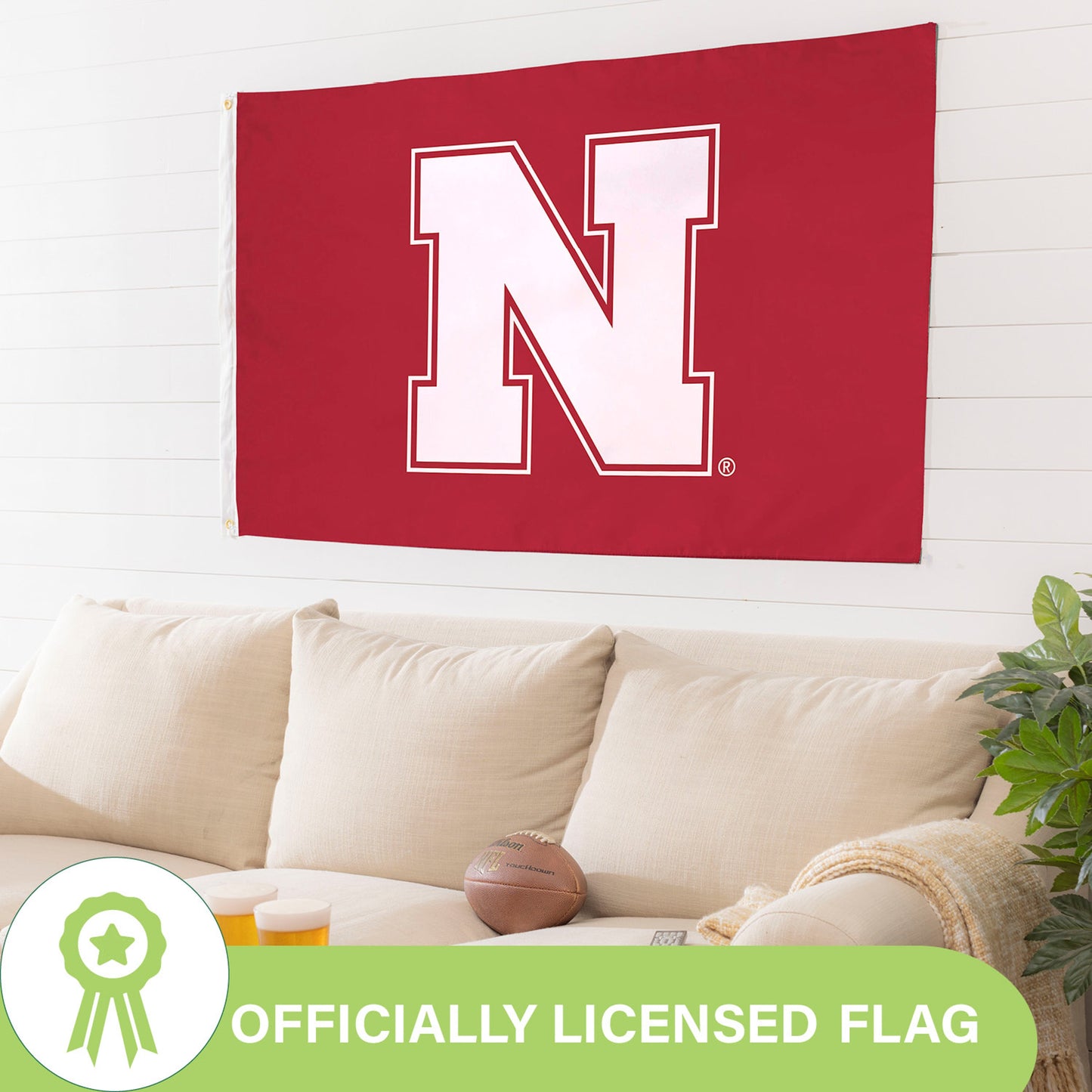 University of Nebraska Single Sided Estate Flag with 2 Grommets, 3'x5'
