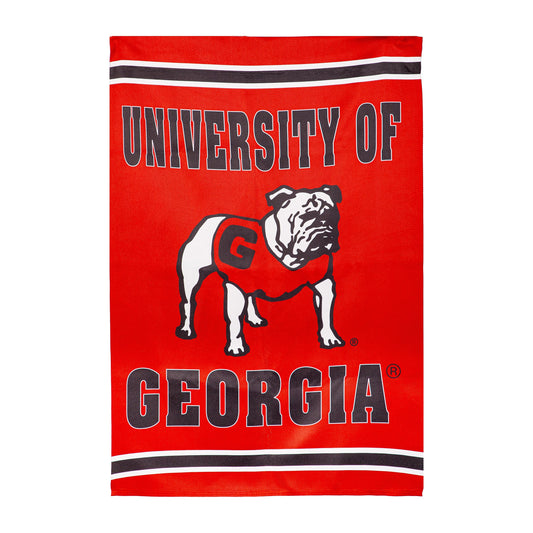 University of Georgia Alternate Bulldog Logo Embossed Suede House Flag