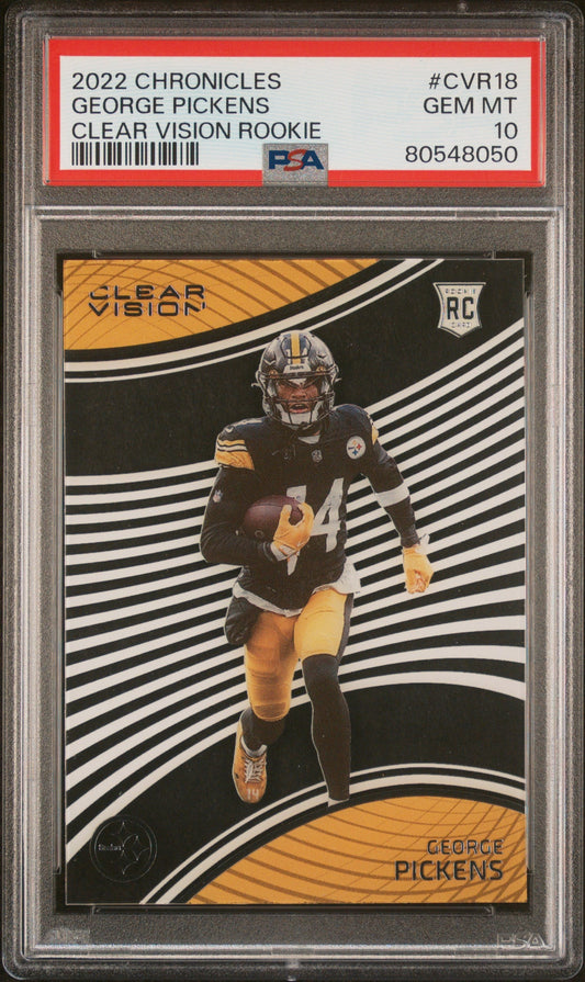Graded 2022 Panini Chronicles George Pickens #CVR18 Clear Vision Rookies RC Football Card PSA 10 Gem Mint