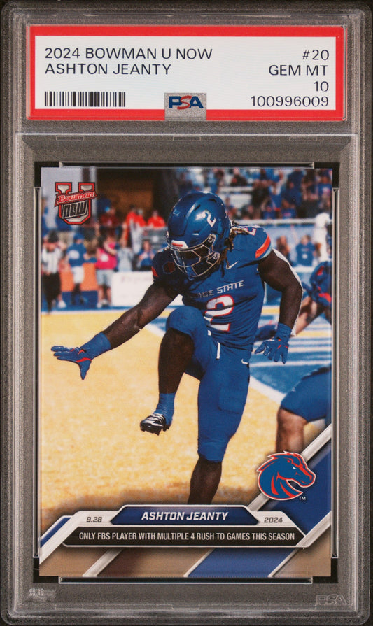 Graded 2024 Topps Bowman U Now Ashton Jeanty #20 Rookie RC Football Card PSA 10 Gem Mint
