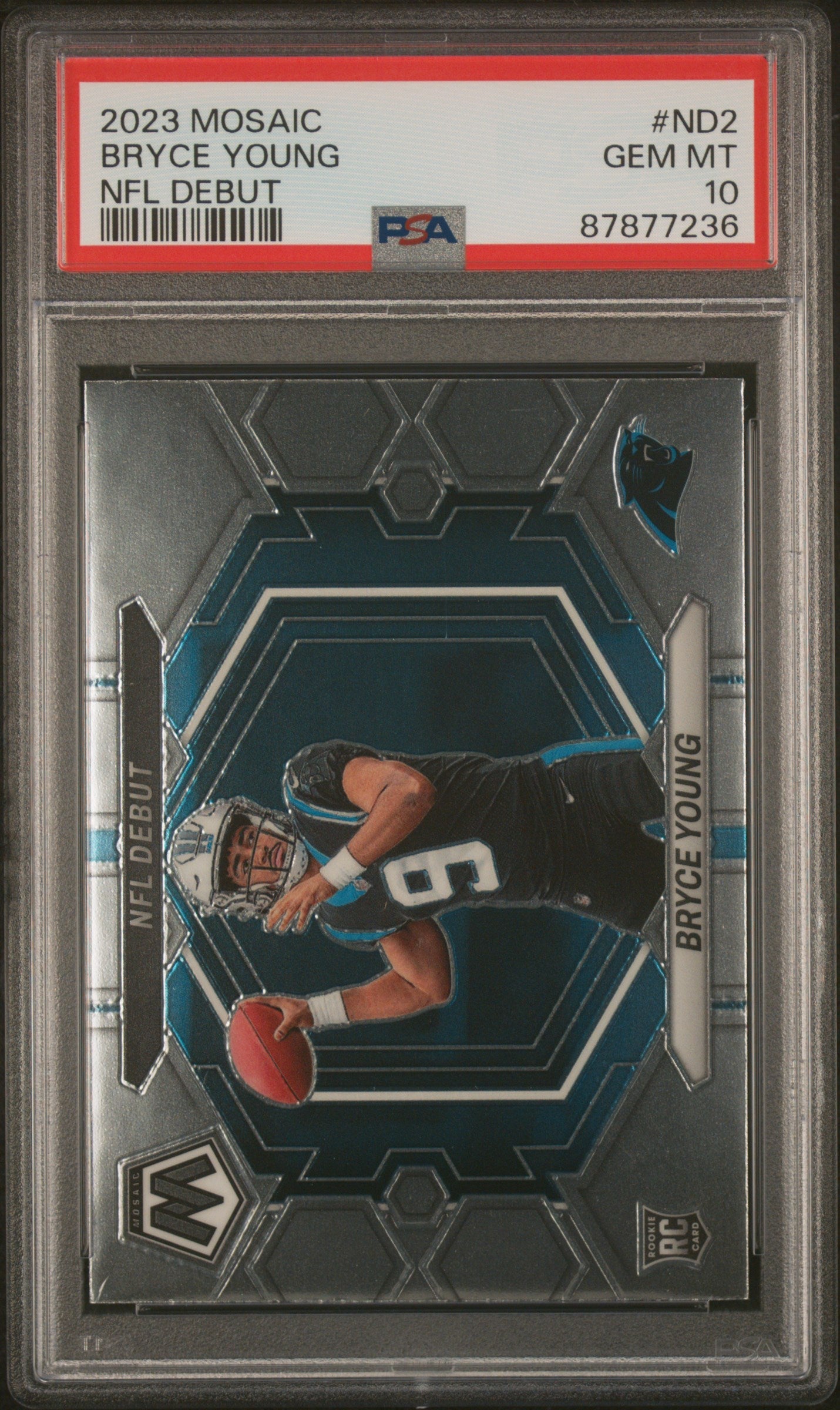 Graded 2023 Panini Mosaic Bryce Young #ND2 NFL Debut Rookie RC Football Card PSA 10 Gem Mint