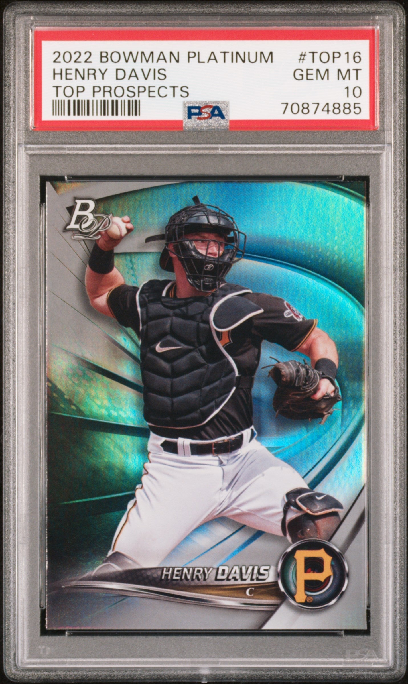 Graded 2022 Topps Bowman Platinum Henry Davis #TOP16 Top Prospects Rookie RC Baseball Card PSA 10 Gem Mint