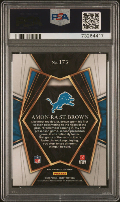 Graded 2021 Panini Select Amon-Ra St. Brown #173 Rookie RC Football Card PSA 10 Gem Mint