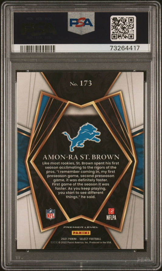 Graded 2021 Panini Select Amon-Ra St. Brown #173 Rookie RC Football Card PSA 10 Gem Mint